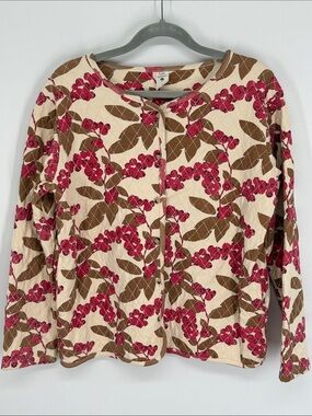 Kate Quinn Quilted Button Down Lightweight Jacket Size Medium Organic Cotton
